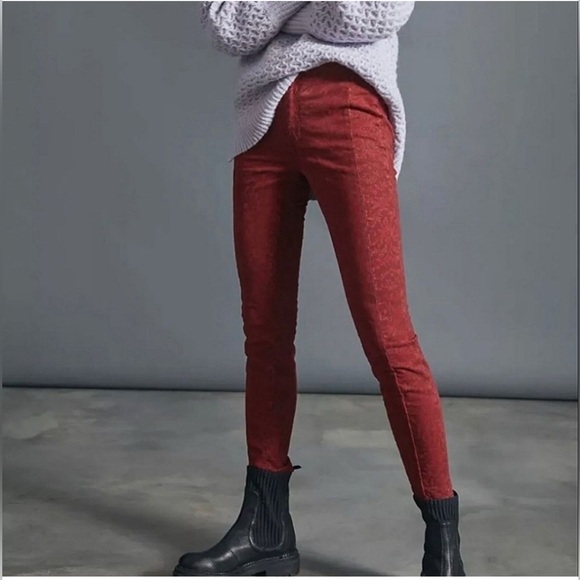 Anthropologie Denim - Anthropologie Pilcro Floral High Rise Jeans Women's 27 Tall Burgundy Bohemian